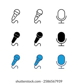 Microphone icon set. karaoke icon vector