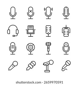 Mikrofon-Symbolsatz. Symbolsatz für Mikrofonzeile