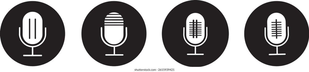 Microphone icon set. Logo template for many purposes, Retro microphone vectors illustration signs isolated
