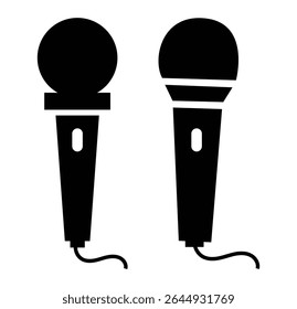 Ícone de microfone definido. Sinal de microfone. Ícone do microfone do Karaoke. Sinal de microfone de difusão. Ícone do microfone.