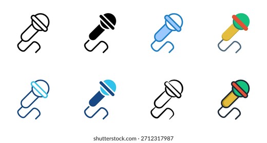 Microphone icon set multiple style vector collection. Editable Stroke 
