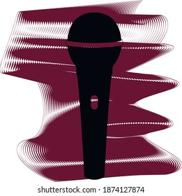 Microphone icon of a set. Icon on vinous ripples isolated on white backgrond. Vector