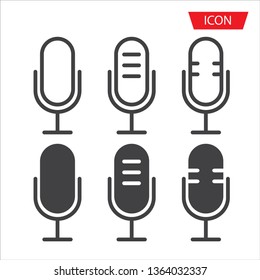 Microphone icon set on white background.