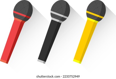 Microphone, microphone icon, microphone set on white background. Vector, cartoon illustration. Vector.