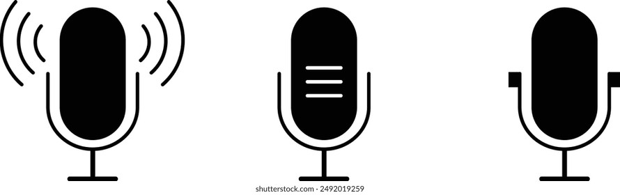 conjunto de iconos de micrófono sobre fondo blanco, colección de diferentes micrófonos, símbolo de sonido, icono de voz, diseño moderno, Ilustración vectorial