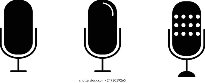 conjunto de iconos de micrófono sobre fondo blanco, colección de diferentes micrófonos, símbolo de sonido, icono de voz, diseño moderno, Ilustración vectorial