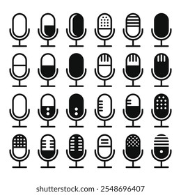 Microphone Icon Set on White Background. Vector