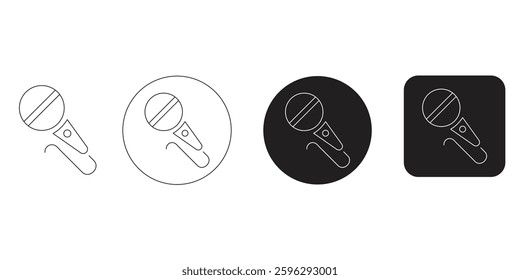 Microphone icon set. Outline editable stroke. Vector illustration.