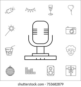 Microphone icon. Set of party icons. Signs, outline symbols collection, simple thin line icons for websites, web design, mobile app, info graphics on white background
