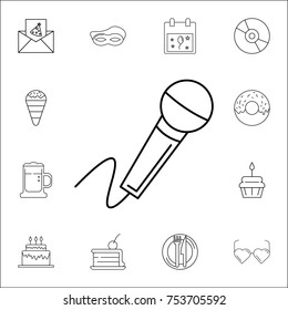 Microphone Icon. Set of party icons. Signs, outline symbols collection, simple thin line icons for websites, web design, mobile app, info graphics on white background