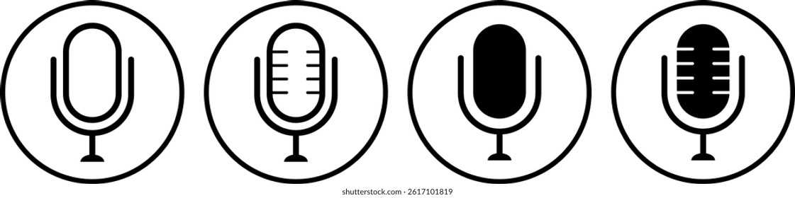 Microphone icon set. public speaker. Audio sign collection. Vocal signs. voice icon symbol buttons