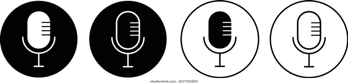 Microphone icon set. public speaker. Vocal signs. voice icon symbol buttons. Audio sign collection