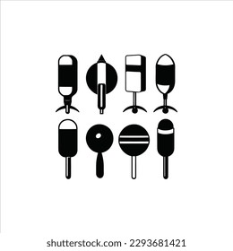 Microphone icon set silhouette vector art