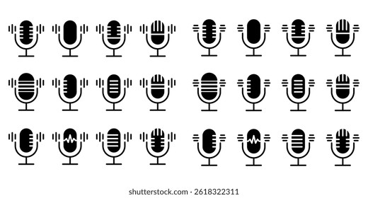 Microphone Icon set. Microphone symbol for web design and mobile app. microphone line logo.