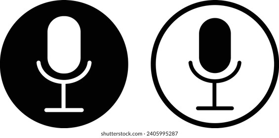 Microphone icon set in two styles isolated on white background . Mic button icon . Vector illustration