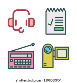 microphone icon set. vector set about report id, radio, camcorder and headset icons set.