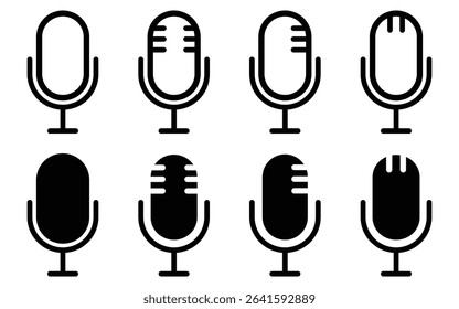 Microphone Icon Set – Vector Collection of Podcast, Karaoke, and Media Mics for Web and Mobile.