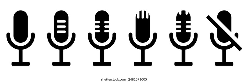  Microphone icon set. Vector illustration