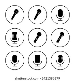 Microphone icon set vector. karaoke sign and symbol