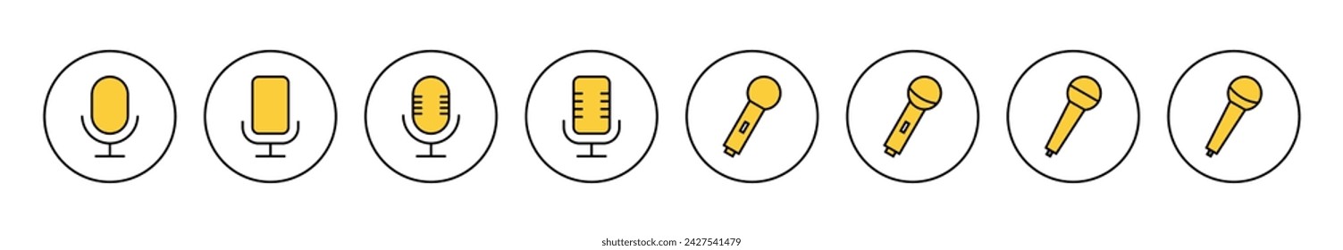 Microphone icon set vector. karaoke sign and symbol