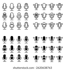 Microphone icon set. Microphone vector icon in line design for web design, logo and mobile app. Symbol of Microphone.
