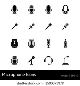 Microphone Icon set vector. Mic sign. Karaoke microphone icon. Broadcast mic sign