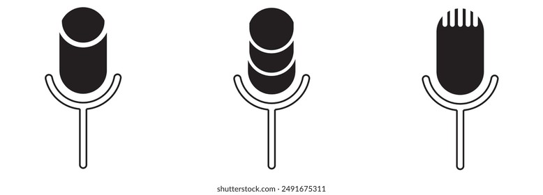 Microphone icon set vector mic icon symbol ; Podcast microphone web icon ; record, audio, sound, voice icons