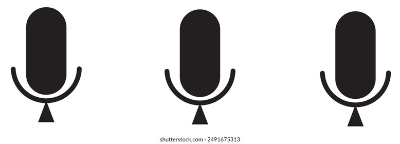 Microphone icon set vector mic icon symbol ; Podcast microphone web icon ; record, audio, sound, voice icons