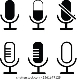 Microphone icon set vector on white background.