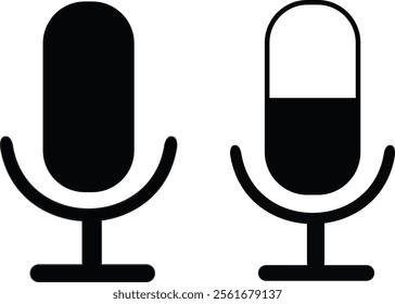 Microphone icon set vector on white background.