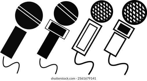 Microphone icon set vector on white background.