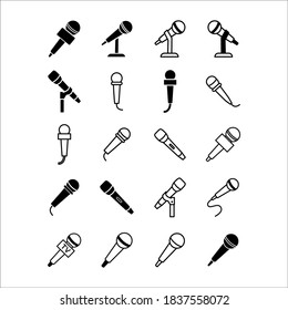 Símbolo y símbolo del vector del conjunto de iconos del micrófono