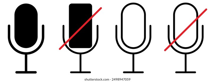 Conjunto de iconos de micrófono. Iconos de chat de voz. Aislado en el fondo blanco
