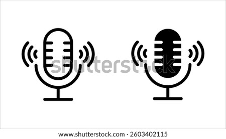 microphone icon set, voice icon symbol, record web icon vector illustration on white background