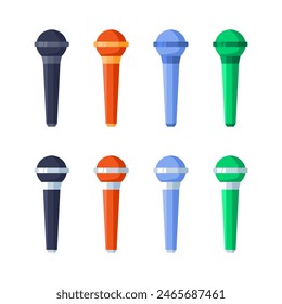 Microphone Icon Seth. Color Microphone Collection. Flat Style. Vector icons