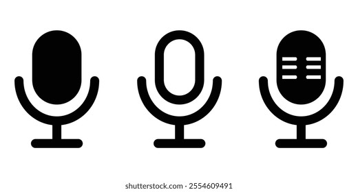 microphone icon sets. mic icon vector art. podcast microphone icon sets. vector illustration on transparent background	