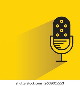 microphone icon with shadow yellow background