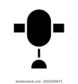 Microphone icon silhouette. Concept of recording, broadcasting, and communication.