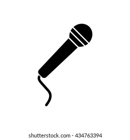 Microphone icon. Silhouette flat design symbol. Vector illustration