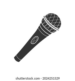 Microphone Icon Silhouette Illustration. Audio Record Vector Graphic Pictogram Symbol Clip Art. Doodle Sketch Black Sign.