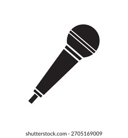 Microphone Icon silhouette vector flat illustration design on white background