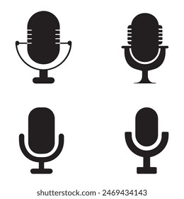 Microphone Icon Silhouette Vector Illustration in a white background.