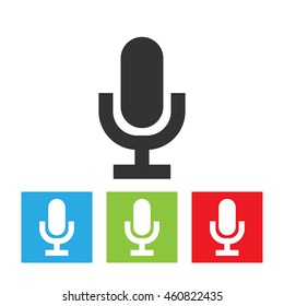 Microphone icon. Simple logo of microphone on white background. Flat vector illustration.