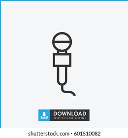 microphone icon. simple outline microphone vector icon. on white background.