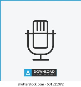 microphone icon. simple outline microphone vector icon. on white background.