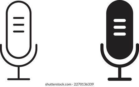 Microphone icon simple trendy flat style line and solid Isolated vector illustration on white background. For apps, logo, websites, symbol , UI, UX, graphic and web design. EPS 10.