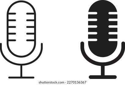 Microphone icon simple trendy flat style line and solid Isolated vector illustration on white background. For apps, logo, websites, symbol , UI, UX, graphic and web design. EPS 10.