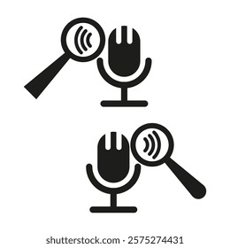 Microphone icon. Sound magnifying symbol. Audio recording graphic. Vector illustration.