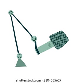 Microphone icon. sound recording equipment for podcast. Karaoke and voice button. Isolated vector illustration in flat style