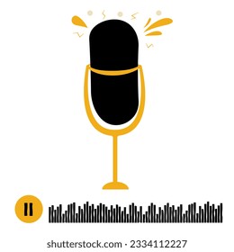 microphone icon. sound spectrum and microphone. 